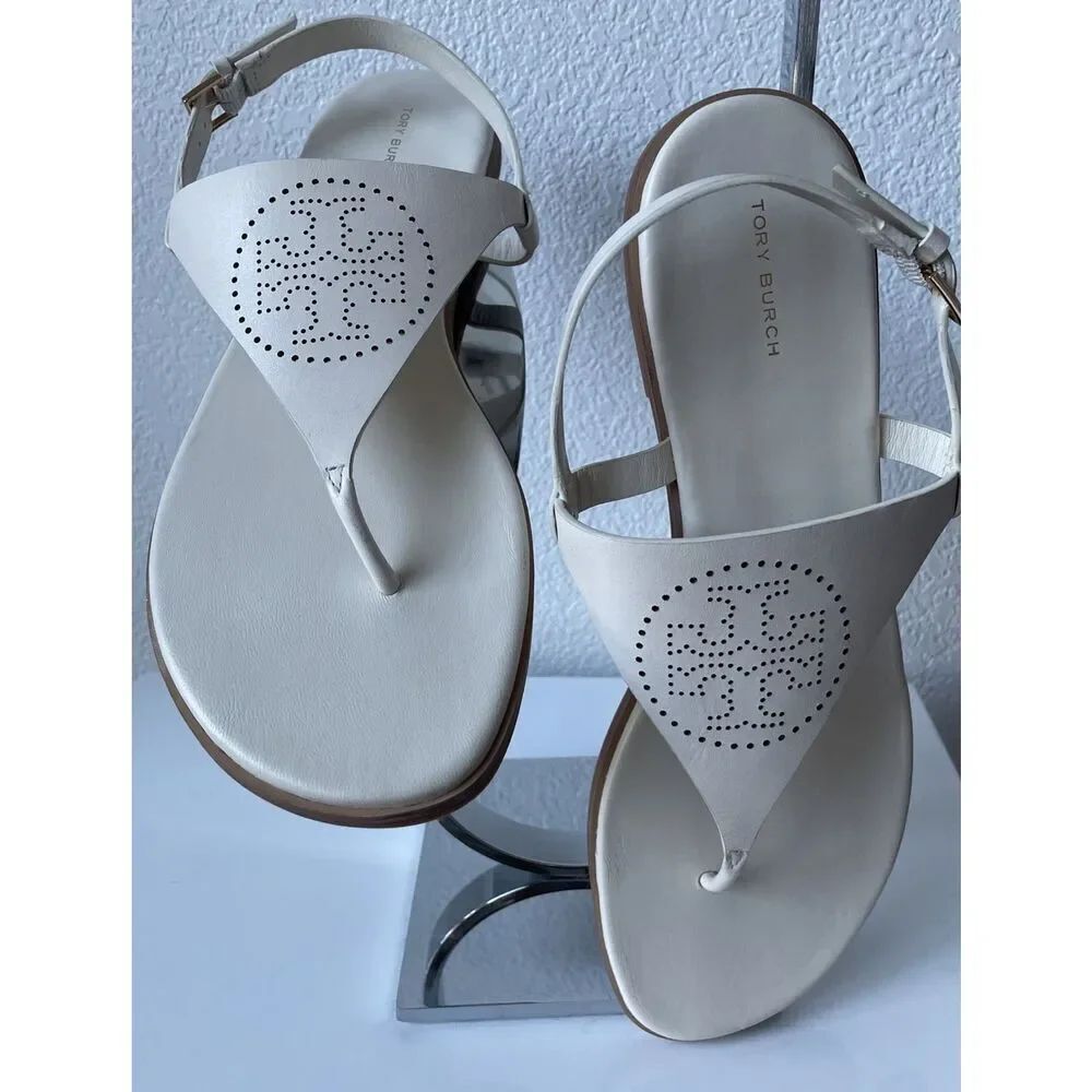 New Tory Burch Capri T Strap Perforated Logo Thong Flip Flop Sandal Size 10.5 $2 - Picture 6 of 8